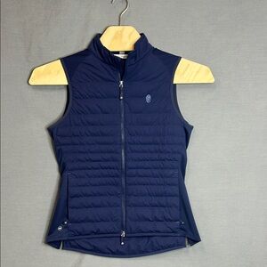 Peter Millar Ladies Vest Navy Fuse Elite Hybrid Medium Pinehurst Resort Logo NWT